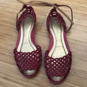 Wine and Gold Brazilian flats -never worn